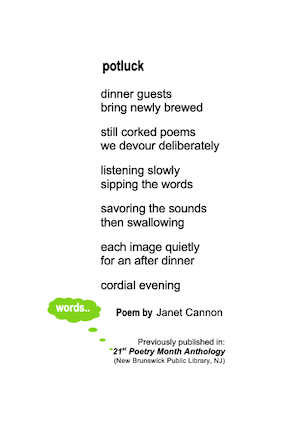 POTLUCK is a poem written by the American poet Janet Cannon.