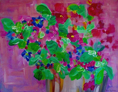 Flowers in the Wind (acrylic on canvas, 30 x 24 in.)